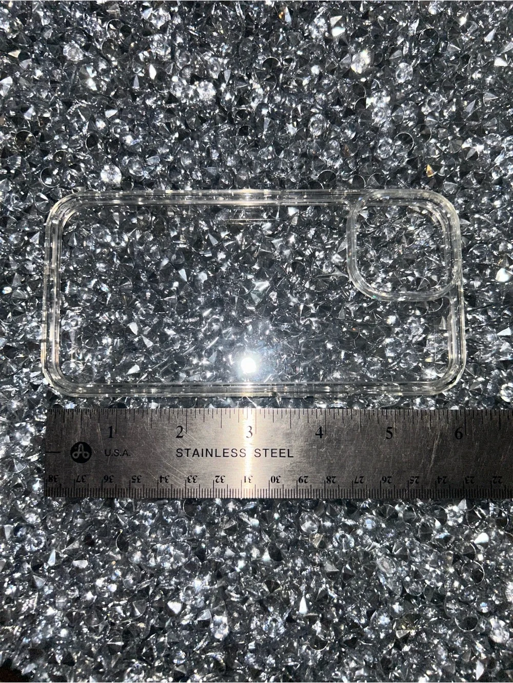 Clear Crystal Accent Phone Case - Transparent Sparkle iPhone 15
